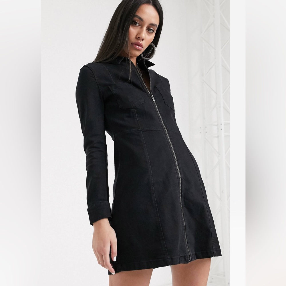 Noisy may zip dress in black denim